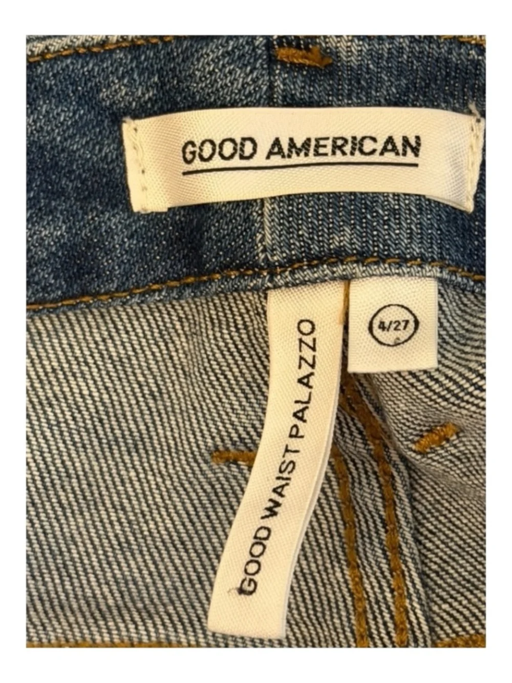 GOOD AMERICAN Good Waist Palazzo Jeans 4/27 Med Wash Excel Lightly Worn Cond.